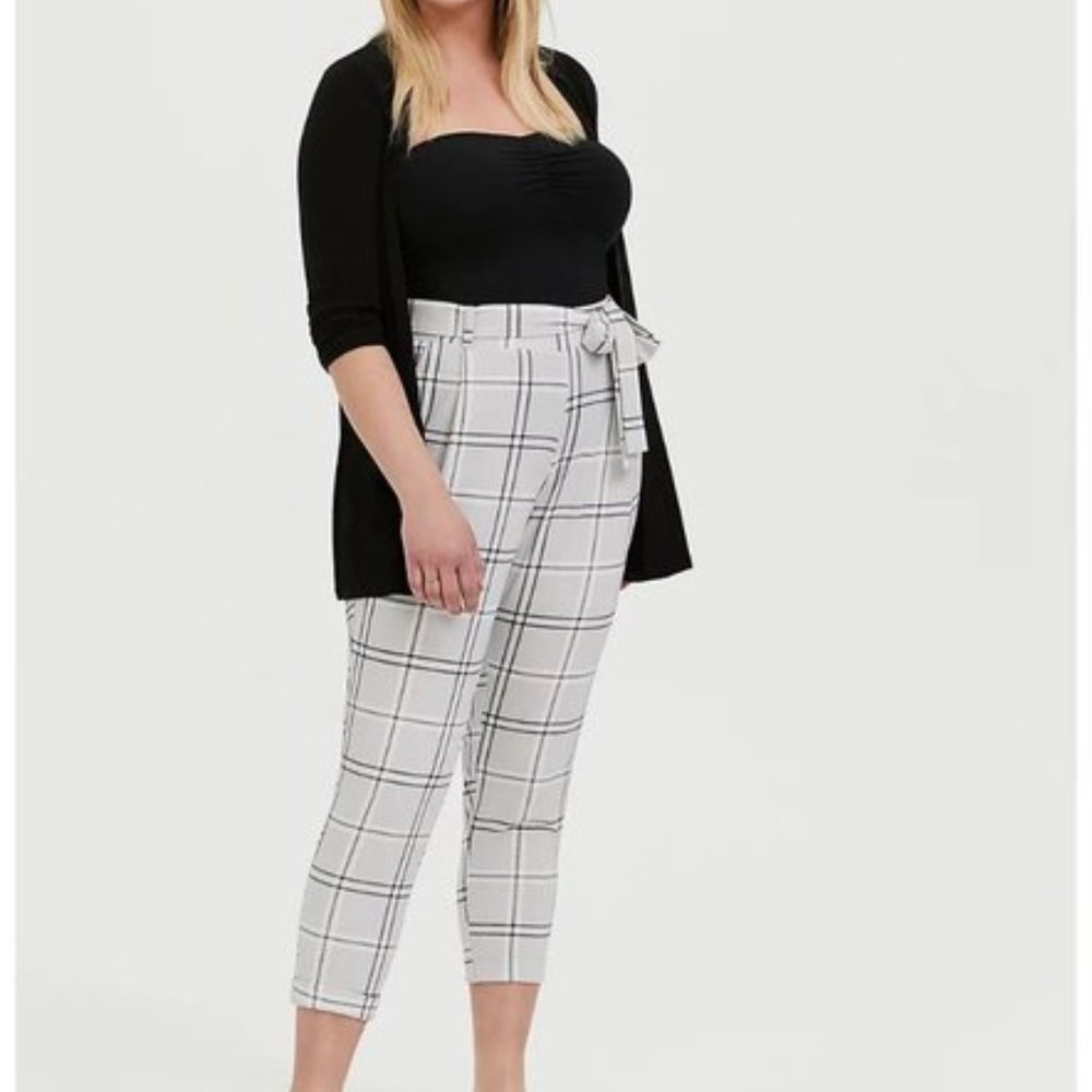 Torrid Plaid Crepe Tapered Leg Pull on Pants